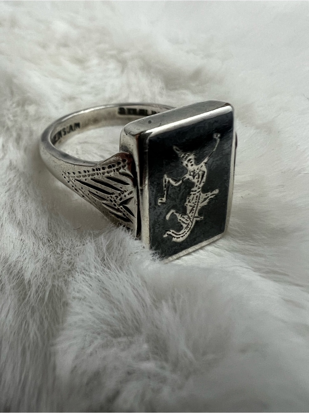 Vintage Niello Siam Sterling Silver Statement Flip Ring - Size 7.125